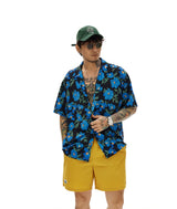 Blue Short Sleeve Cuban Collar Shirts