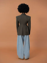 Men's Sage Green Padded Cinched Blazer
