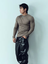 Wrinkled Slim Fit Long Sleeve Top
