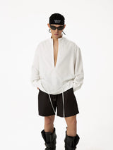 Men's White Striped Long Sleeve Shirt