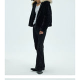 Detachable Fur Collar Fleece Hooded Coat