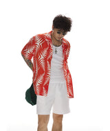 Red White Short Sleeve Cuban Shirt