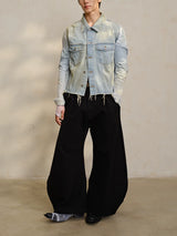 Cropped Ripped Distressed Denim Jacket