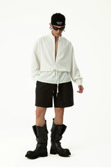 Men's White Striped Long Sleeve Shirt