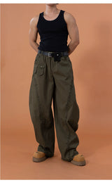 Men's Y2K Green Orange Cargo Pants