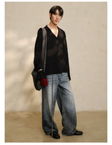 V-Neck Long Sleeve Merino Tencel Sweater