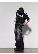 American Vintage Washed Distressed Baggy Jeans