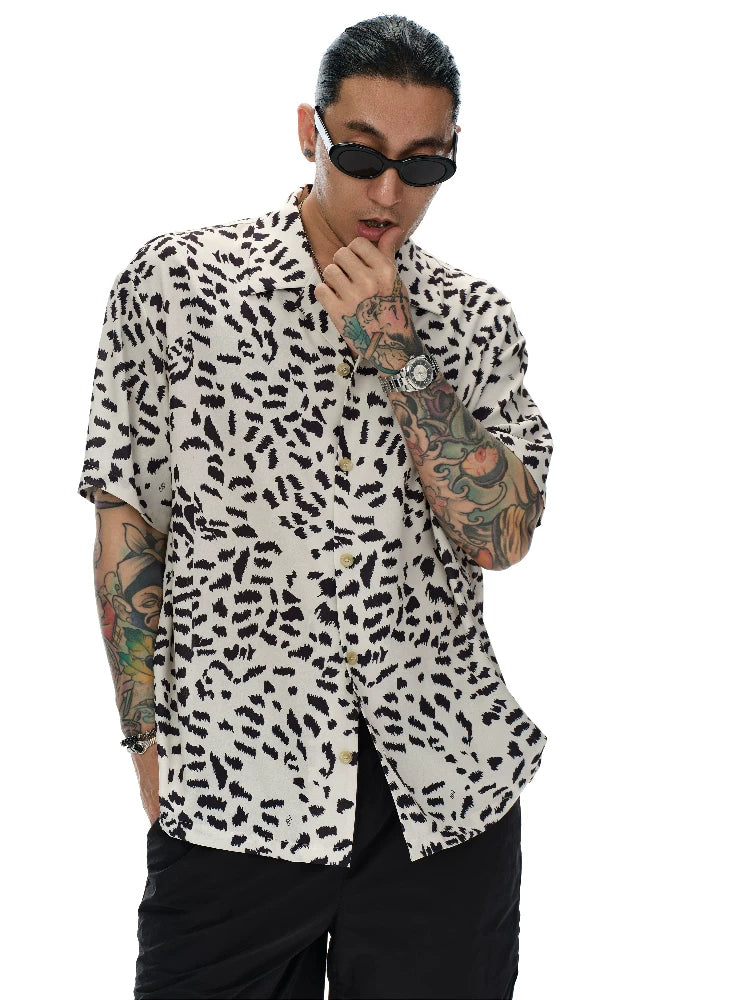 Men's Spotted Cuban Collar Shirt