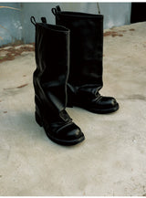 Washed Wrinkled Cowhide Boots