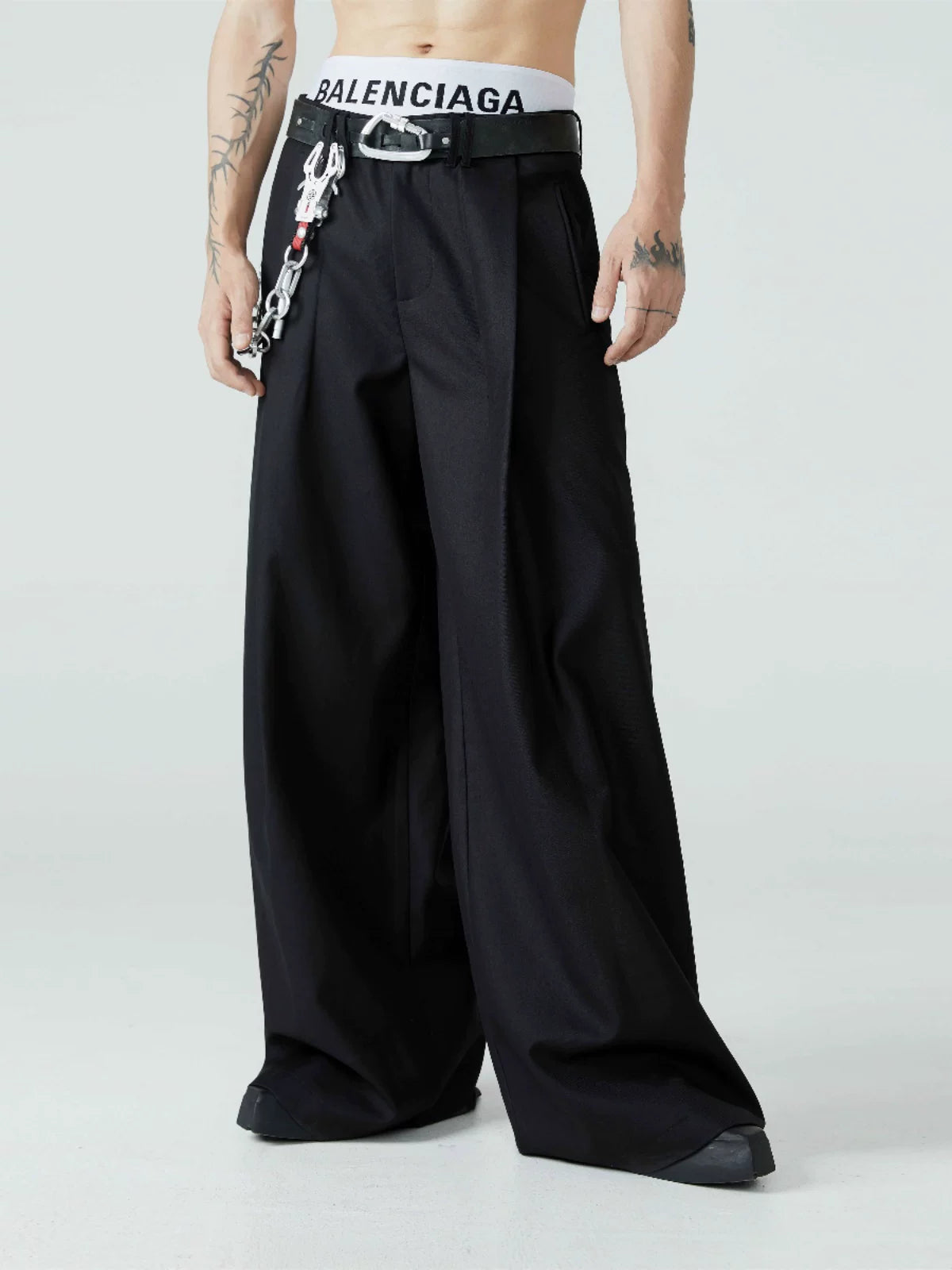 Men's Loose Pleated Wide Leg Pants