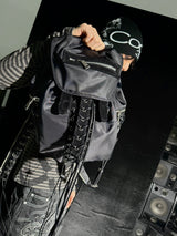 Black Nylon Adjustable Bucket Backpack