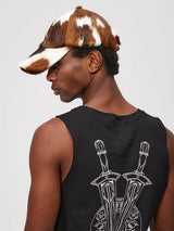 Cow Print Leather Fur Sun Cap