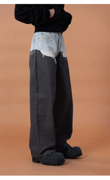 Men's Gray Colorblock Striped Printed Jeans
