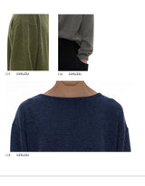 Ribbed Boat Neck Long Sleeve Tops