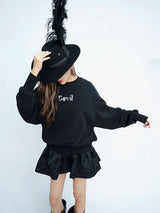 Men's Black Rhinestone Devil Wing Sweatshirt