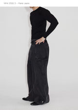 Three-Piece Raw Hem Curved Jeans
