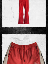 Skeleton Patchwork Color Block Distressed Sweatpants