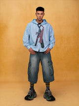 Men's Loose Striped Tie Print Hoodie