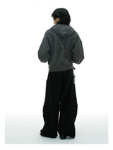 Zipper Jacquard Raglan Hoodie