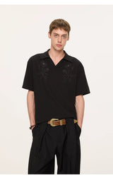 Embroidered Seagull V-neck Polo Shirts