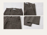 Wide Leg Pleated Wool Houndstooth Pants