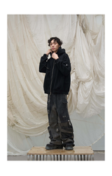 Three-Zipper Detachable Panels Multi-Way Zip Hoodie