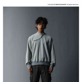 Men's Solid Waffle Mock Zip Sweatshirt