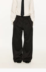 Men's Striped Pleated Straight Wool Pants