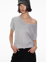 Patterned Short Sleeve V Neck Tee