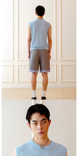 Sleeveless Vintage Bear Print Knit Top