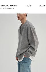 Yak Wool Blend Distressed Knit Cardigan