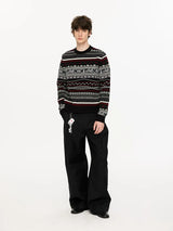 Fair Isle Milk Cotton Knit Sweater