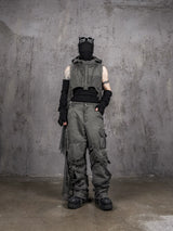 Distressed Patched Strapped Cargo Pants