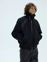 Orange Padded Detachable Fur Bomber Jacket