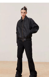 Vintage Matte Drop Shoulder PU Jacket