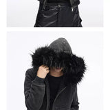 Men's Vintage Detachable Fur Hooded Jacket