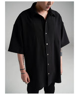 Men's Black Fitted Short Sleeve Shirt