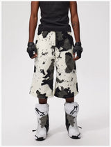 Cropped Cow Print Faux Fur Shorts