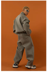 Men's Black Gray Loose Straight Sweatpants