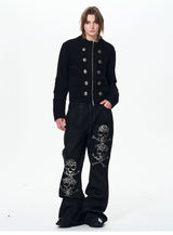 Men's Black Knit Sweater Coat