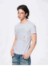 Men’s Rhinestone Skull Striped Tees