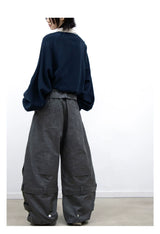 Coated Reverse Waist Cargo Pants