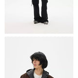 Two-Tone Cropped Lace Pocket Magnetic Jacket