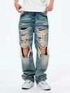 Men's Distressed Washed Straight Leg Jeans