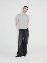 Heavyweight Natural Wash Asymmetrical Cargo Jeans