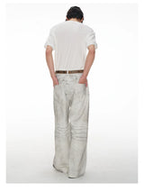 White Distressed Wide Leg Jeans