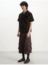 Pleated Cross Collar Plaid Tee