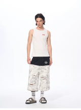 Men's Patchwork Ripped White Camo Pants
