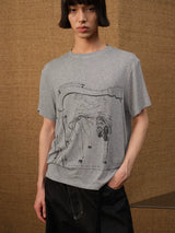 Couple Print Fitted Wool Blend Tee