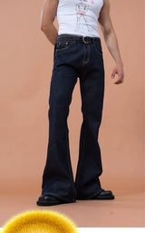 Men's Dark Blue Slim Flared Jeans